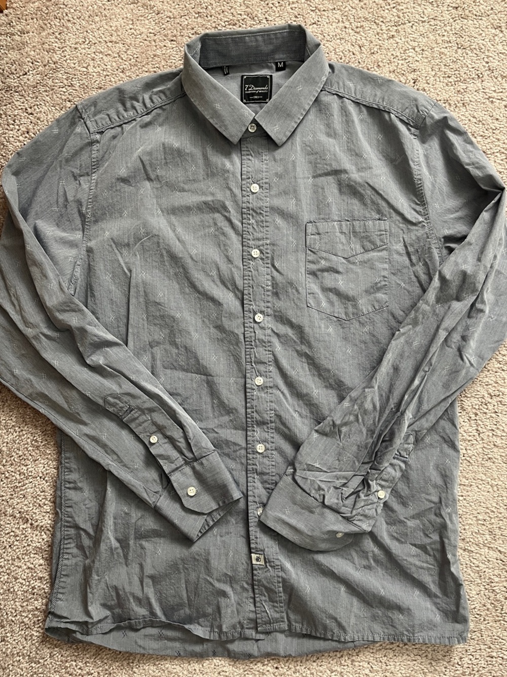 7 Diamonds Gray Long-Sleeve Button-Up Dress Shirt